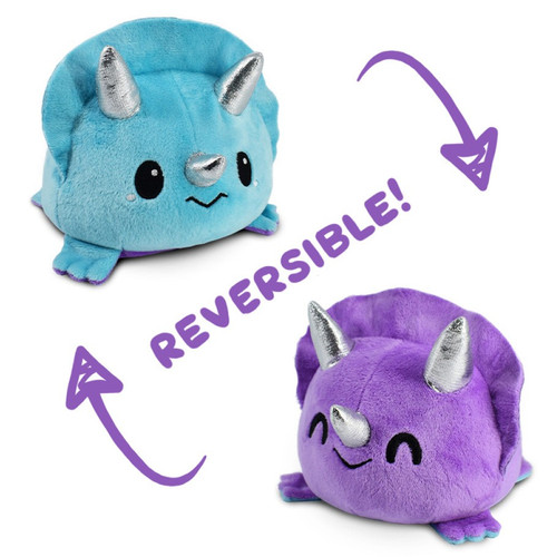 Stuffed Toys: Reversible Triceratops Plush: Purple & Blue